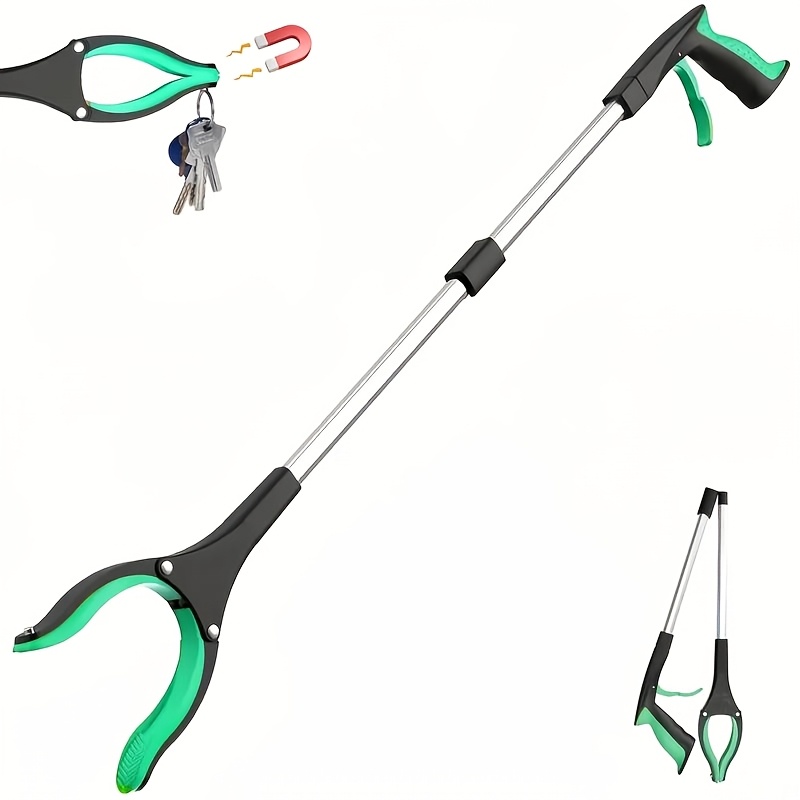 TEMU Heavy-duty Magnetic Grabber Tool-foldable Long-handled Litter Picker With Claw Grip-lightweight Reacher Tool For Home, Garden, Yard, Garage, And