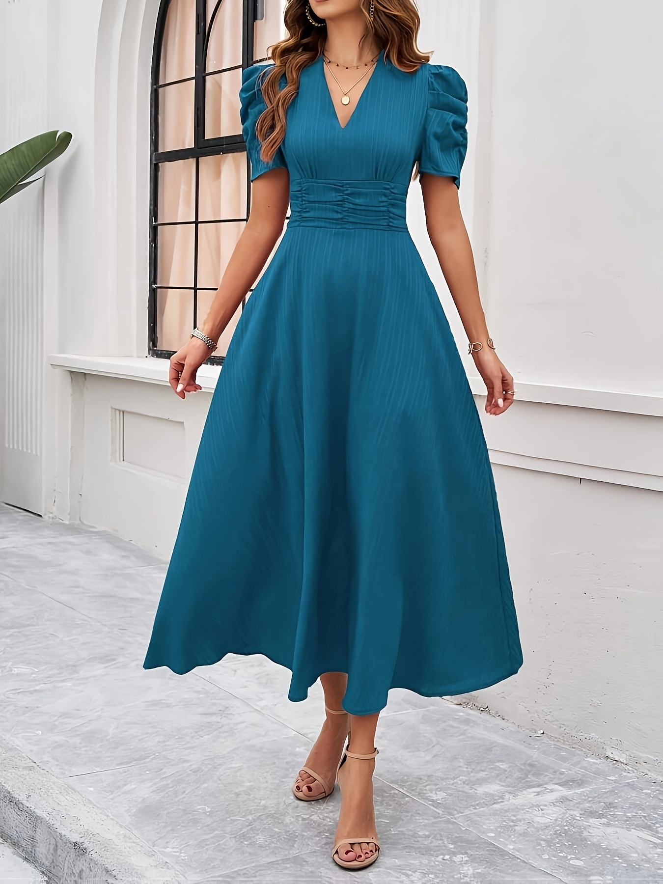 halloween elegant dress A Line Orange Long Prom Dresses V Neck Formal Dress Outfits P1899 –  PreppyDress main image 1