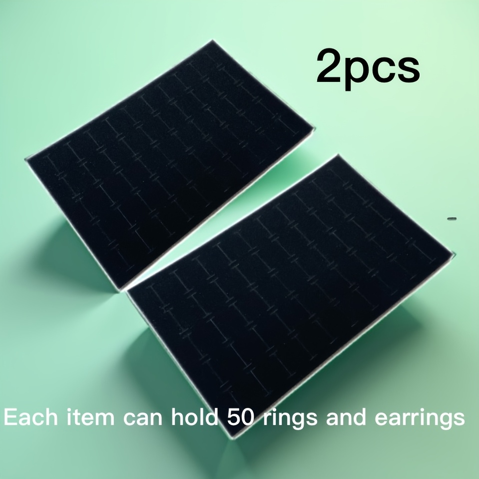 2pcs Or 5pcs 50-slot Black Velvet Jewelry Ring & Earring Storage Box With Soft - Heavy-demand Holder Insert For Ring Display, Suitable For, Salon, Boutique Organization