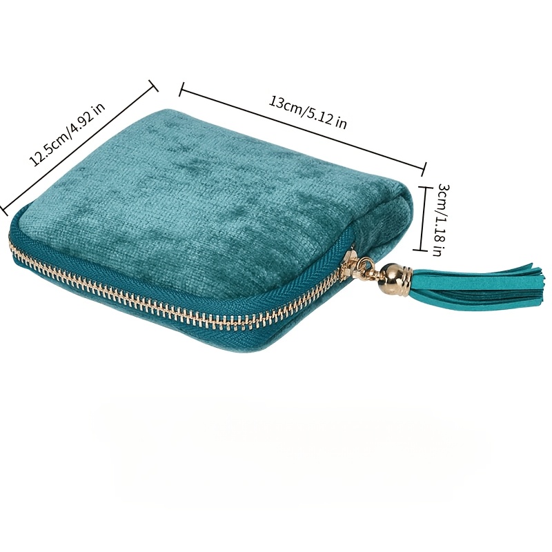 Portable Velvet Tassel Jewelry Organizer with Zipper Closure
