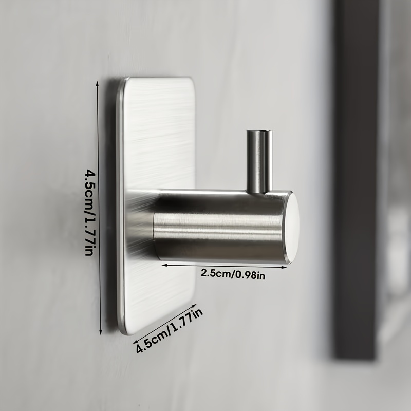 TEMU 1/4 Hooks, Adhesive Hooks, Clothes Robe Coat Hooks, Wall-mounted No-drill Stainless Steel Hooks For Bathroom, Toilet, Kitchen, Bedroom, And