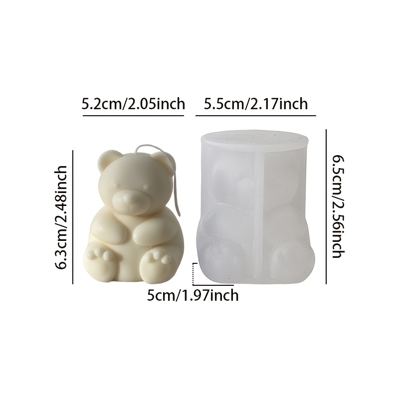 E-shop Wiederverwendbare Hochtemperaturbeständige 3D Bärenform Kerzenform - Unregelmäßige Bärenkontur Silikonform Geeignet für DIY Duftkerzen,
