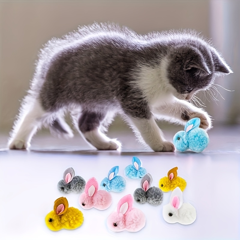 

5/10pcs Soft Plush Rabbit Balls, Suitable For Cats - Interactive, Toys, No Batteries Required, Random Colors, Suitable For All Cat Breeds