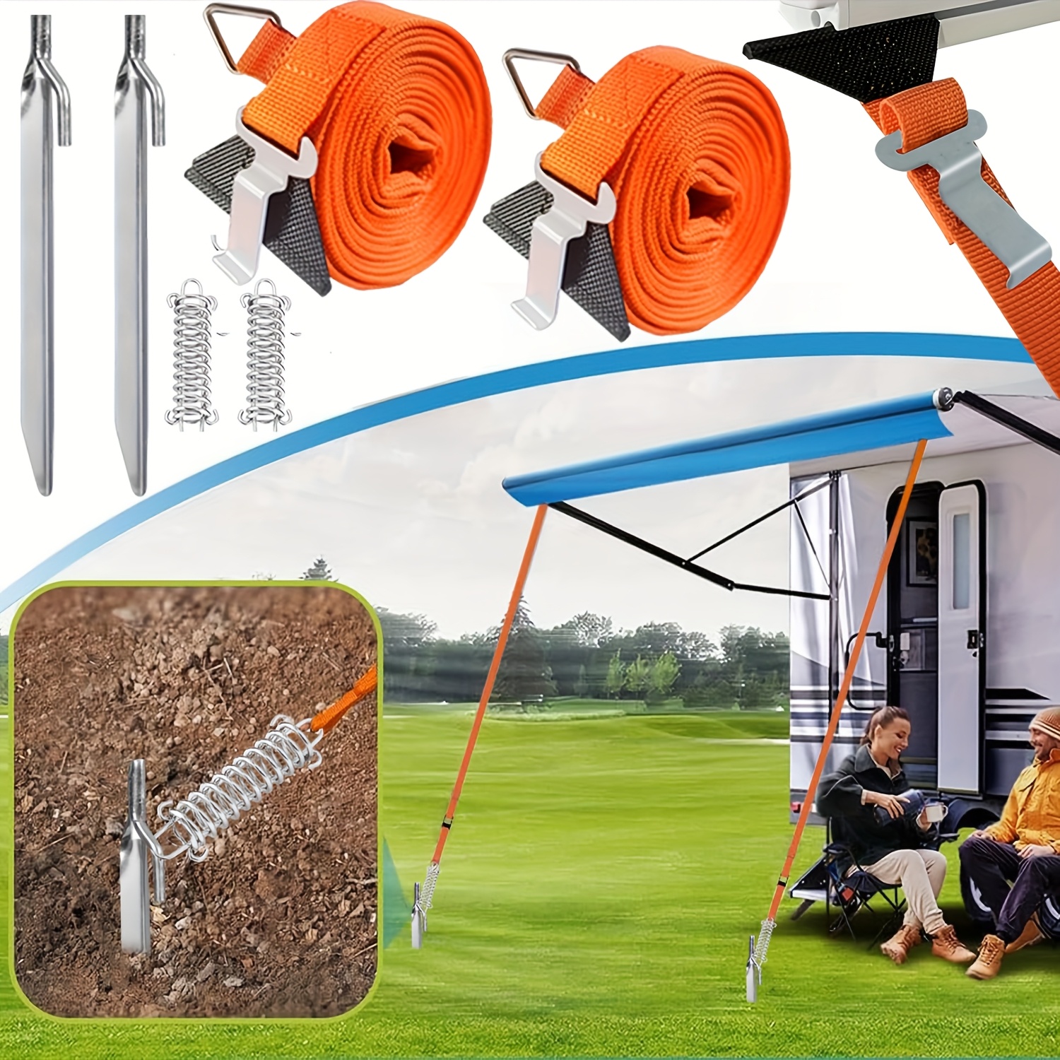 2-in-1 Markise Sturmband * Spannband Sets fr * Fiamma * Markise Baldachin  Passend fr die meisten Wohnmobile