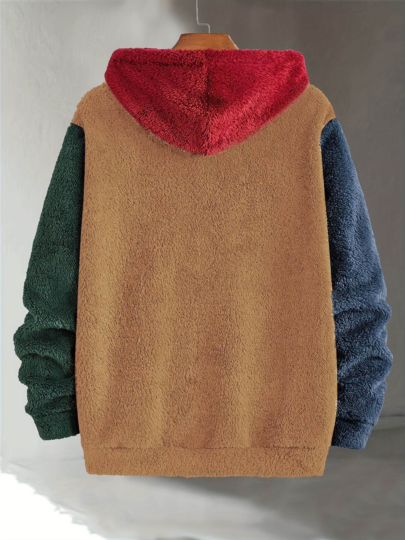 Men's Multicolor Fleece Hoodie with Patch - Warm, Casual Fall & Winter Sweatshirt with Drawstring Hood and Kangaroo Pocket, Casual Winter Wear|Color Block Hoodie|Soft Texture Sweatshirt