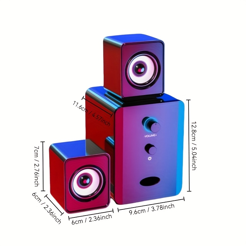 SADA S-201 2.1 Channel USB-Powered Desktop Speakers with Bass Boost, 3.5mm Audio Connection, Volume Control & Blue Accent Light - Compact 2.1 Channel Computer Speakers for Laptop, PC, Gaming, Home Office, Small Speakers for Desk, Gaming Audio, Modern Audio Gear, Durable Audio Gear