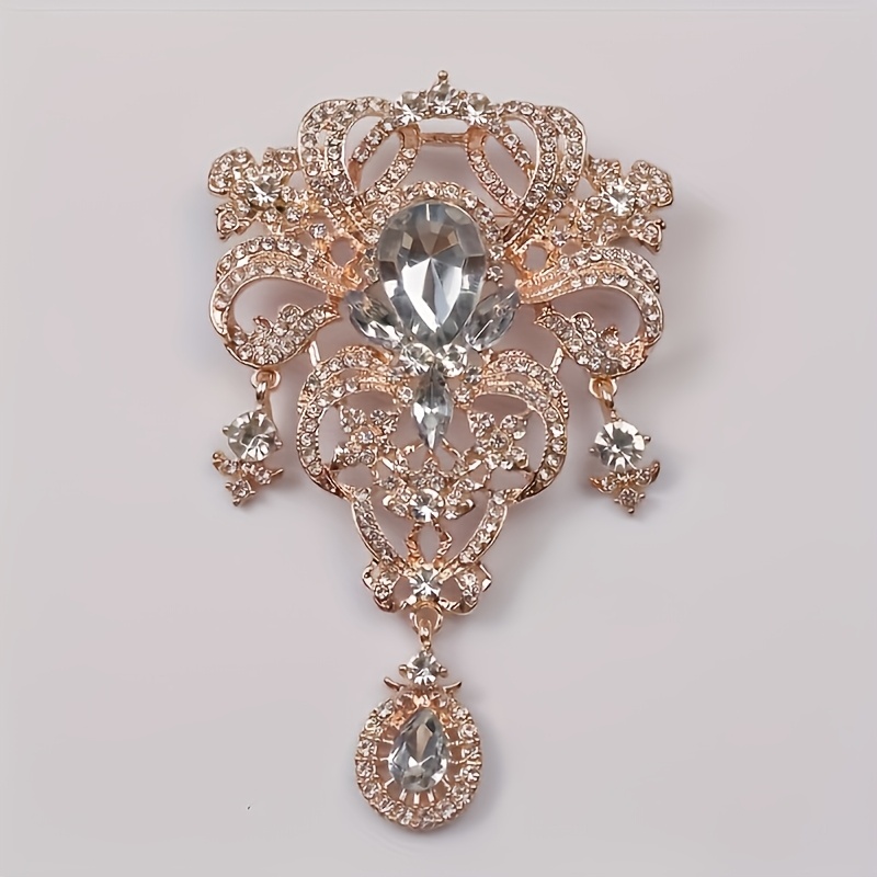 Image of Women's Floral Brooch - Elegant Wedding Corsage Pin With -like Rhinestones, Floral Jewelry For Bride, Formal Events, Everyday - Luxury Bridal Accessory Gift, Wedding Accessories