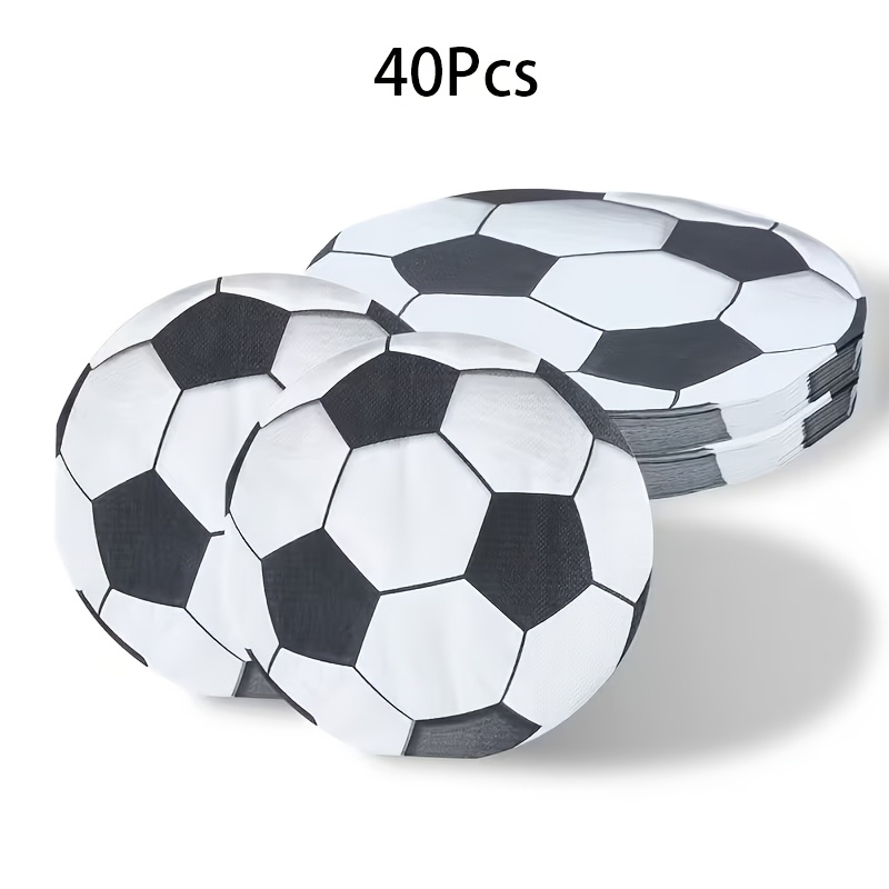 E-shop 40 Stück Einweg-Papierluden mit Fußball-Design – 2-lagiges Taschentuch mit 3D -Muster, für Fußball-Geburtstagsfeiern, Sporttische,