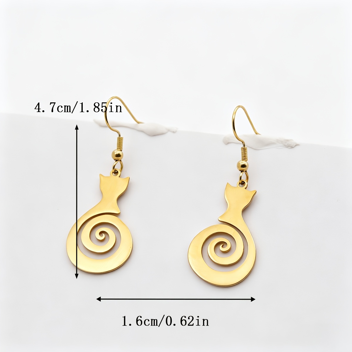 Spiral Cat Kitten Drop Earrings for Women