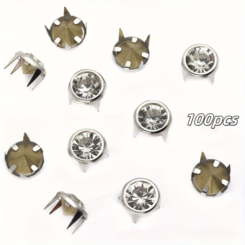 E-shop 100 Stück robuste Metallnieten - Vierklauen-Griff für Bastelarbeiten, Schuhe, , Kleidung - Sichere Befestigung - Kompatibel mit Kunstleder,