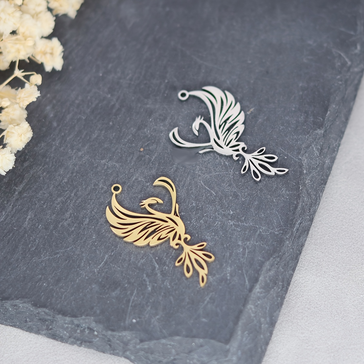 

3pcs Phoenix Stainless Steel Charms, Hummingbird Pendants For Making, Necklace Earrings Craft Supplies, Charms For Jewelry Making