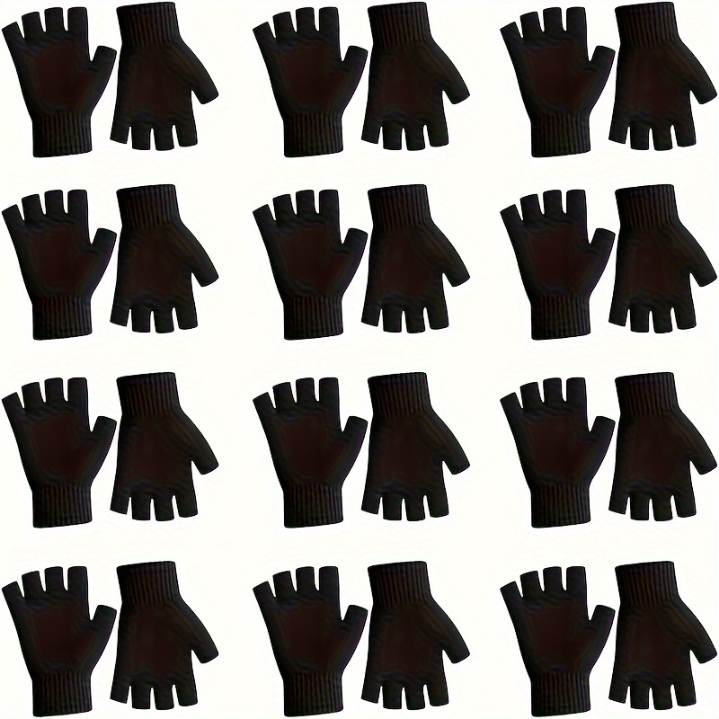 

12 Gloves For Men And Women - Knitted And Polyester , Fingerless Gloves, , Dry , And Decorative Use