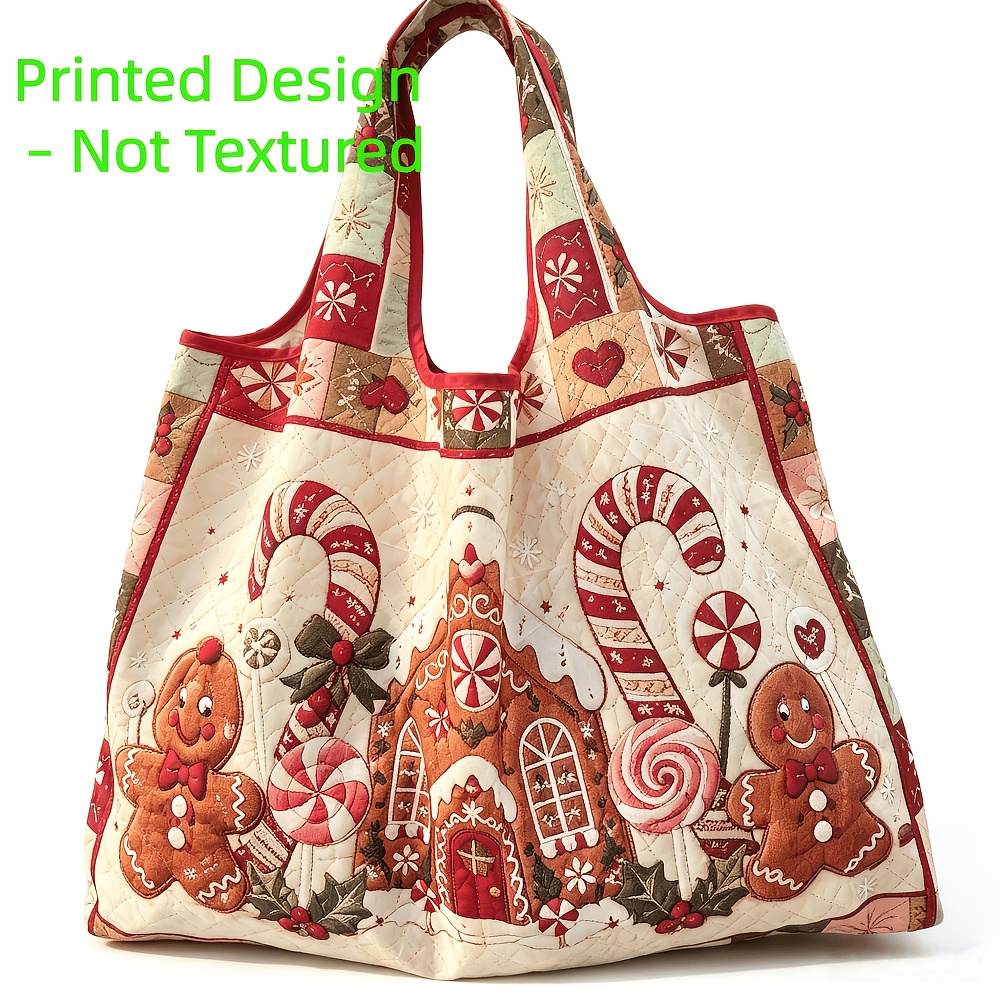 TEMU Borsa a spalla da donna con design stampato - Tessuto a memoria non texturizzato, Borsa da shopping portatile di grande capacit� a forma di