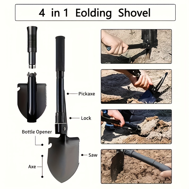 

1pc Small Multi-function Military Portable Folding Camping Shovel, Garden Outdoor Tool.keep It In The Car For Backup. It Doesn't Take Up Space.
