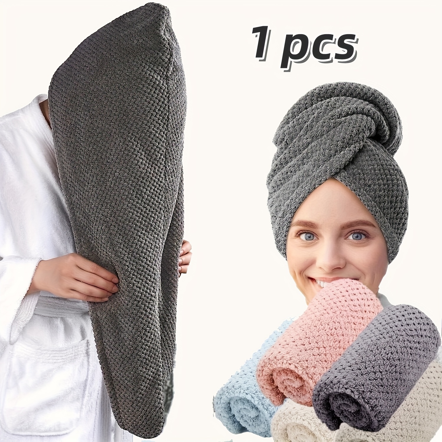 

Ultra-absorbent Microfiber Hair Towel Wrap For Women - Soft, Quick-dry Turban With Button Closure, 9.8" X 25.5", Perfect For Bedroom, Bathroom & Living Room