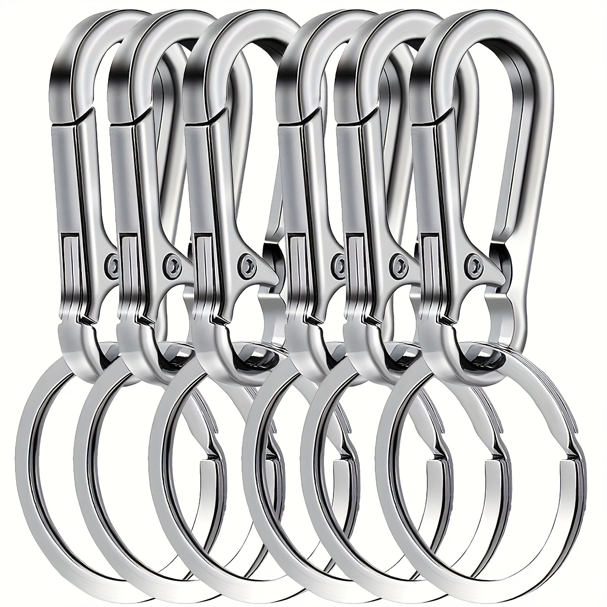TEMU 6pcs Set Of Metal Clip Keychains, Detachable Keychains, Metal Keychains, Keychain Clips, Suitable For Men And Women.