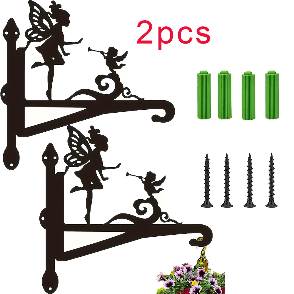 E-shop 2 Stück Bezaubernde Metall-Feenhaken, Schwarze Hängepflanze, Vogelfutterspender, Windspiel Laternenhalter, Outdoor-Garten, Hof-Rasen andere
