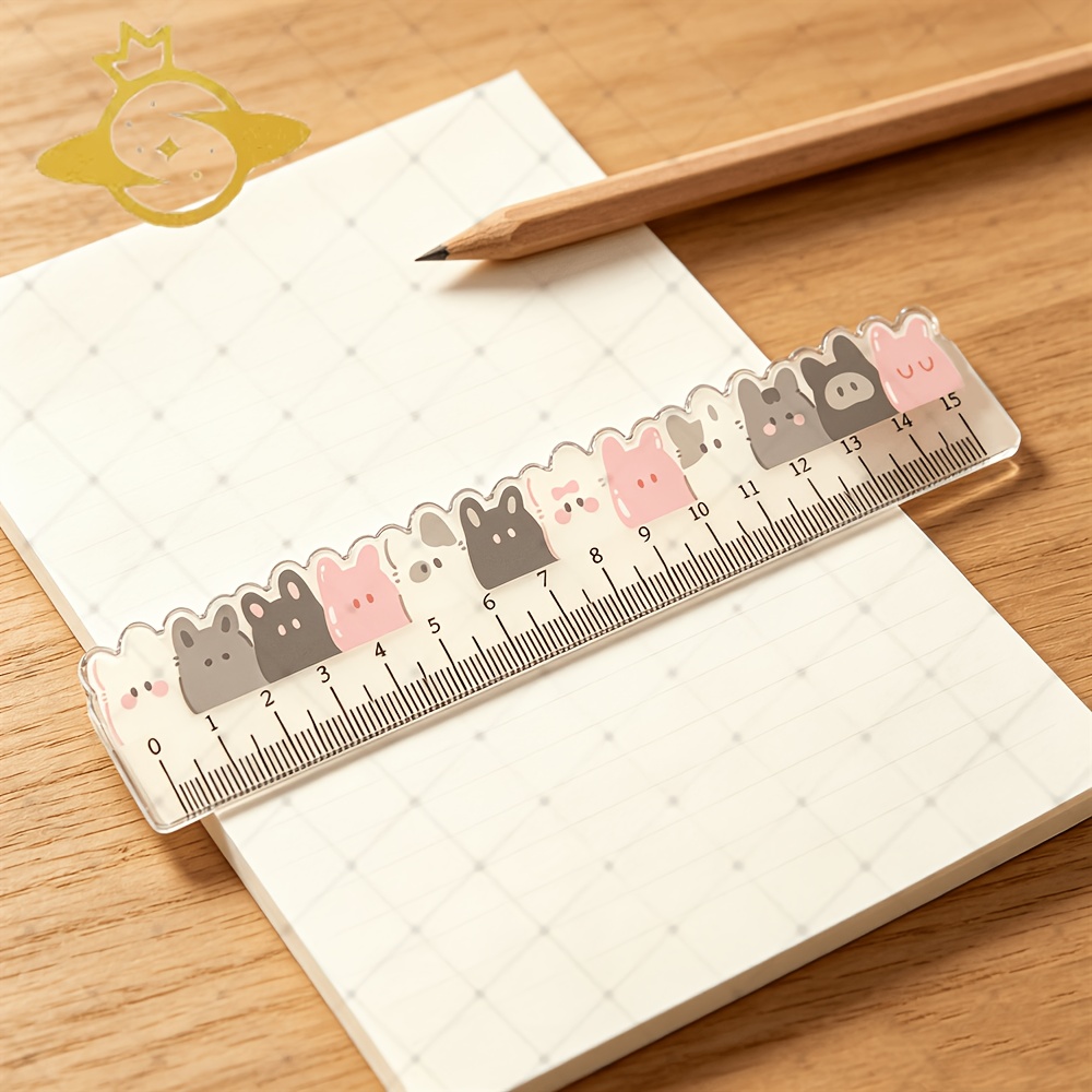 Acrylic Ruler with Cute Rabbit Pattern, Measuring Tool