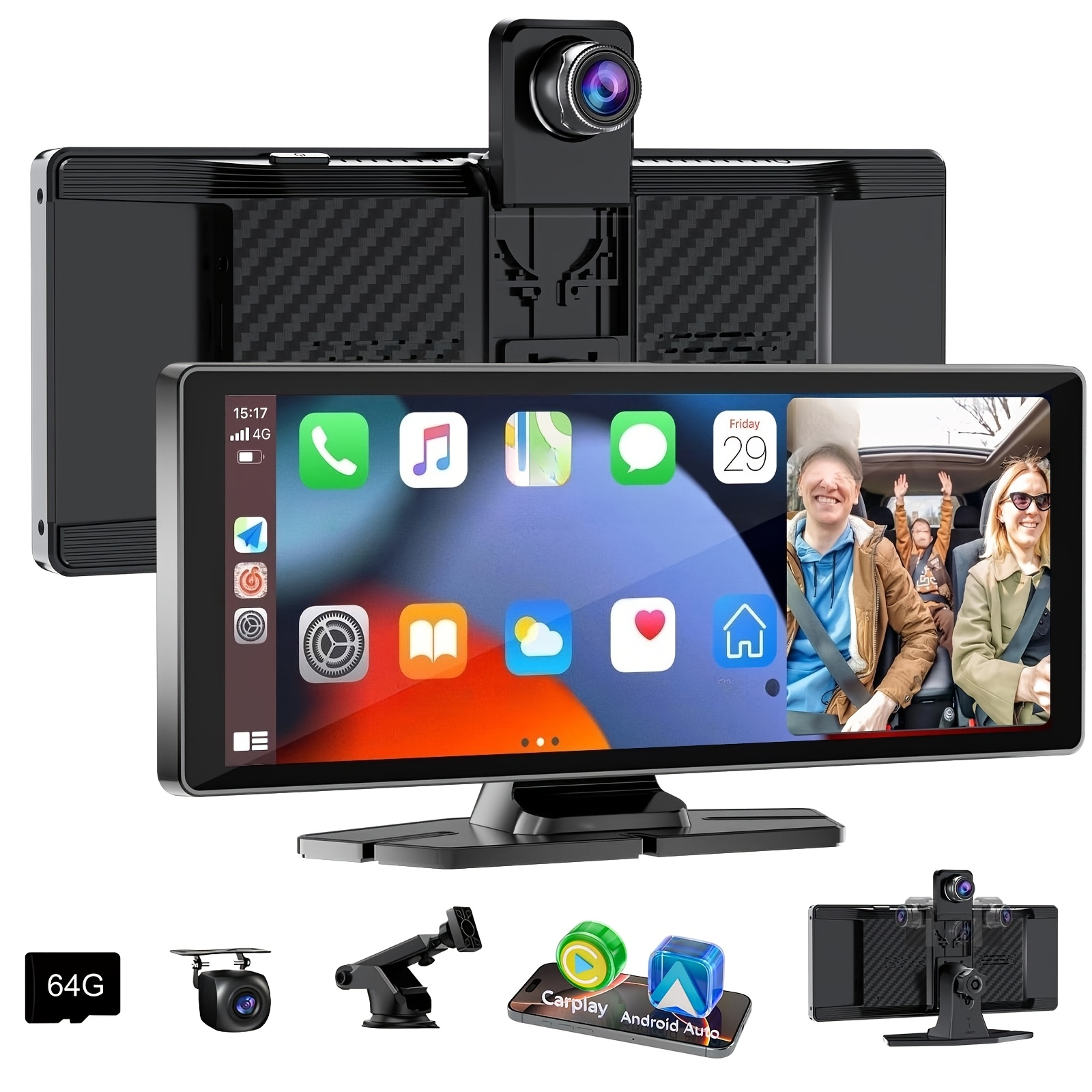 TEMU 10. Carplay Android Auto Universal In-car Multimedia Player, Front Camera With 4k Resolution, Reversing Camera 1080p, Usb/aux/tf Interfaces,