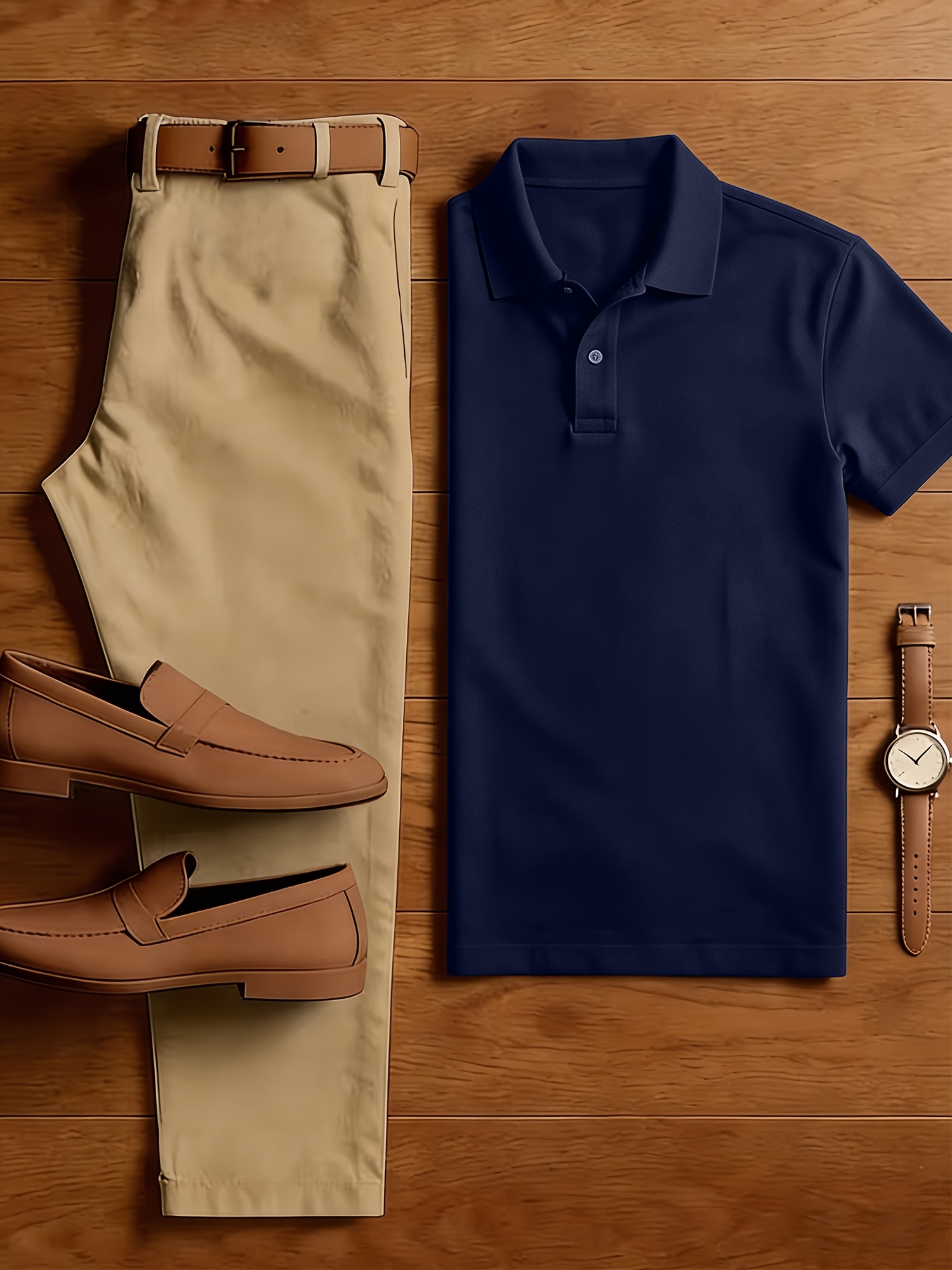 Men'S 2pcs Business Casual Outfit, Solid Color Polo Shirt + Slim Fit Suit Pants Set, Breathable Classic Fashion Set, Essential Spring & Summer Outfit for Office & Daily Wear