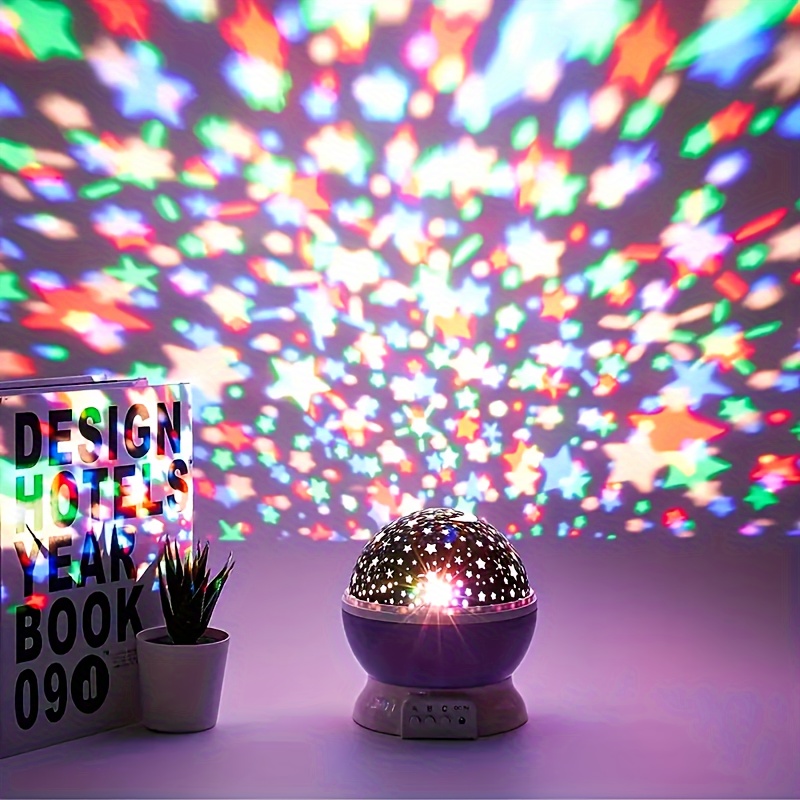 

360-degree Rotating Star Projector Night Light With Color-changing Lights - 1pc