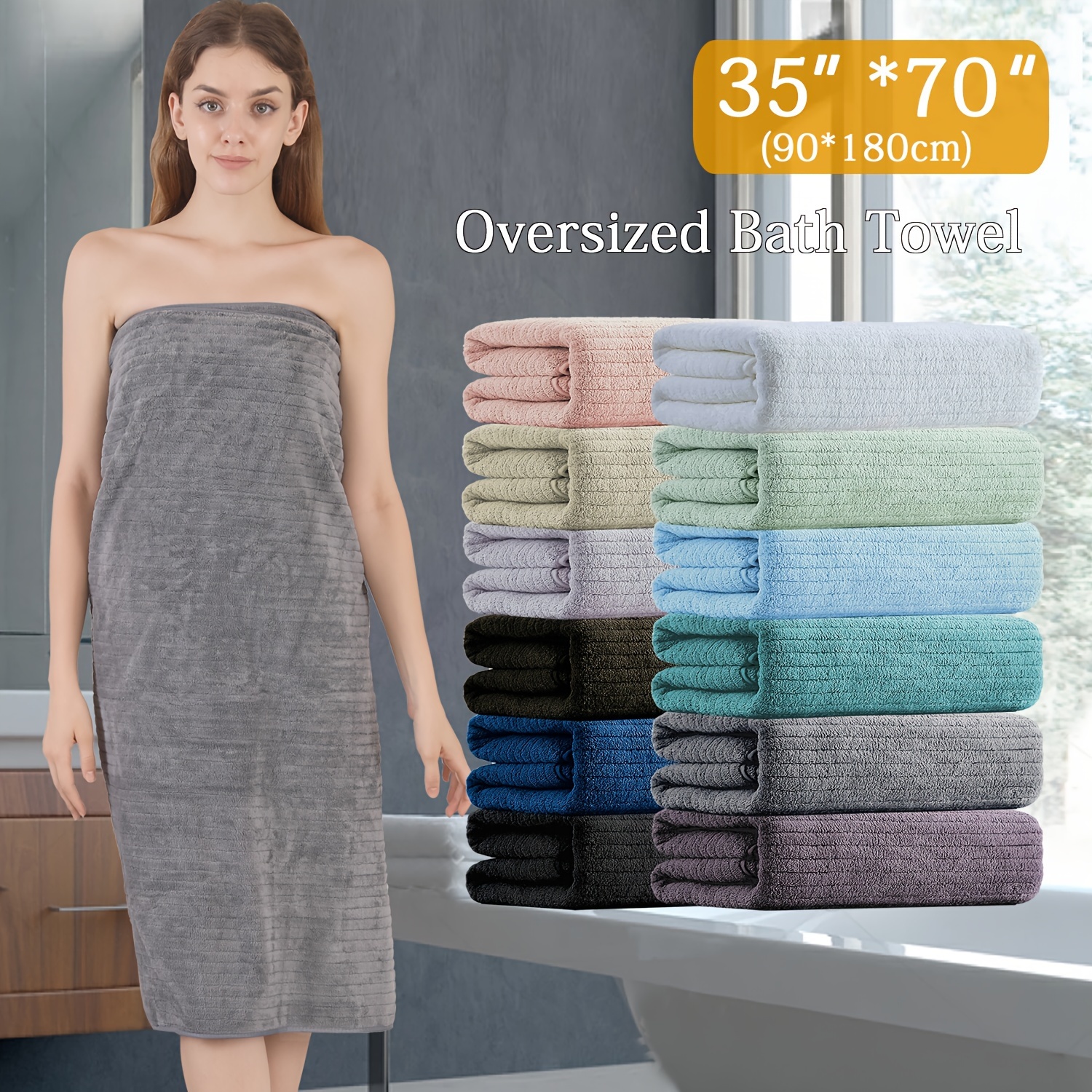 

4 Oversized Bath Towels Set, 35"x70" Towel Xl Bath Sheet Bathroom Towels Set Size Towels For