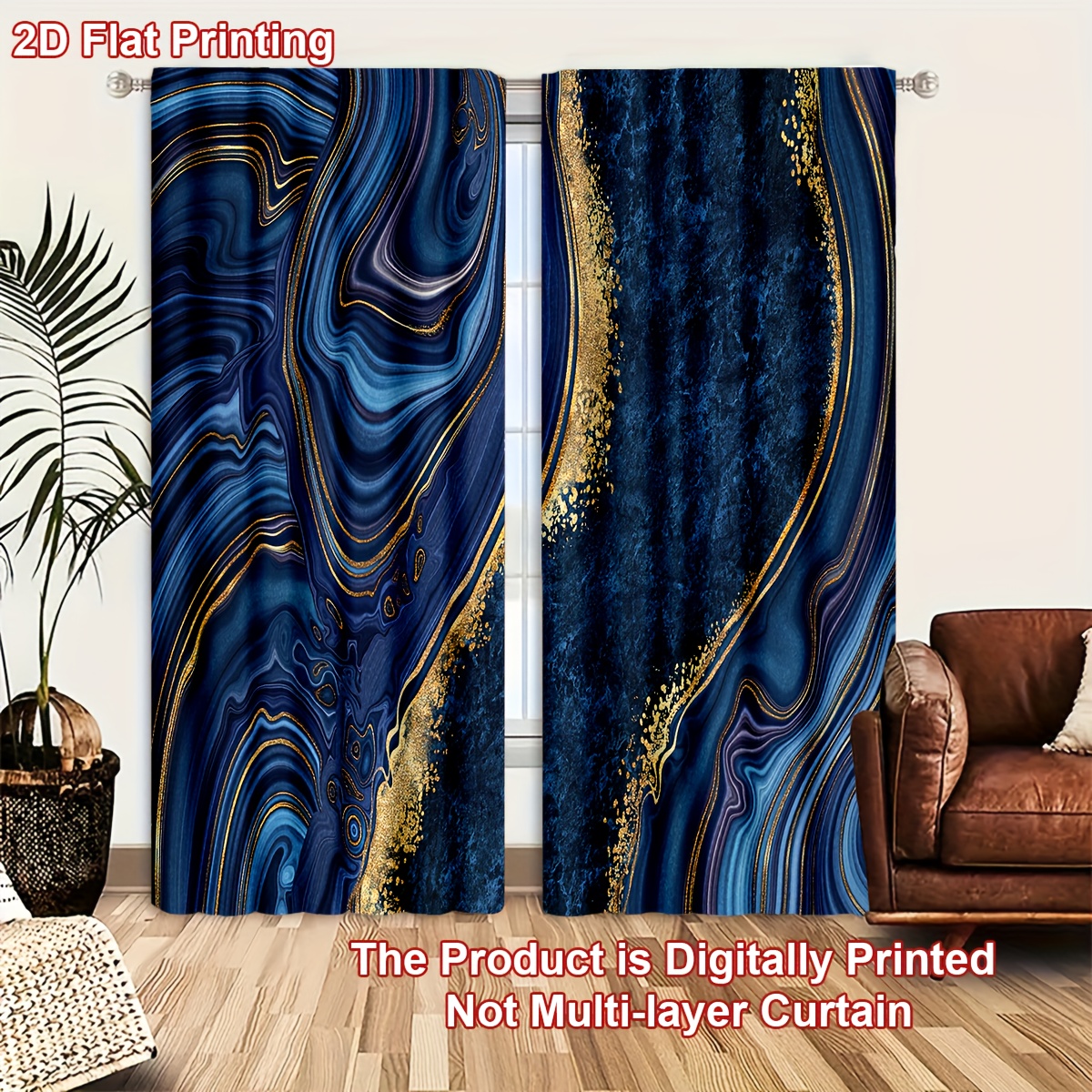 TEMU 2d Flat, 2pcs/set 2d Flat Printing Marble Pattern Door Curtains Cartoon Curtains Light And Feel For Cozy Bedroom Chic Office Stylish Kitchen