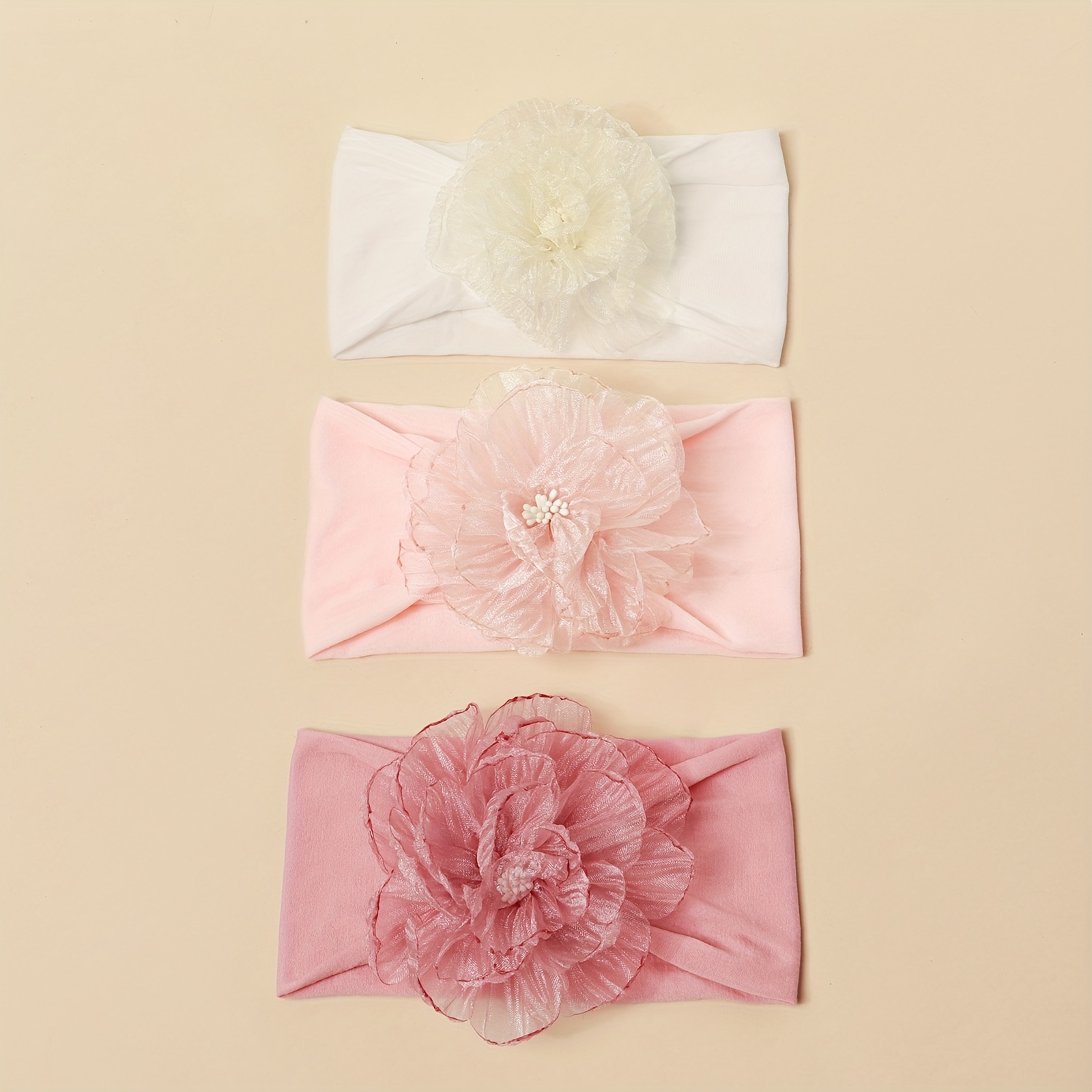 3pcs Floral Nylon Wide Brim Sweet Cute Additions Soft Comfortable High Elastic Headband