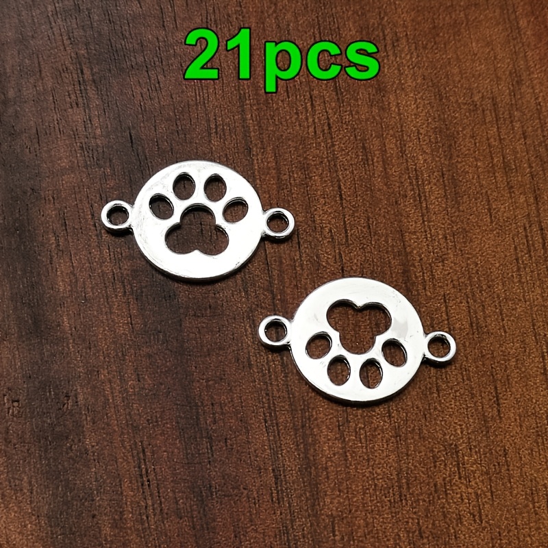 TEMU 21pcs Bohemian Animal Paw Print Connector Pendants Suitable For Making, Handmade Retro Charm Beads With Paw Shapes, Compatible For Necklace