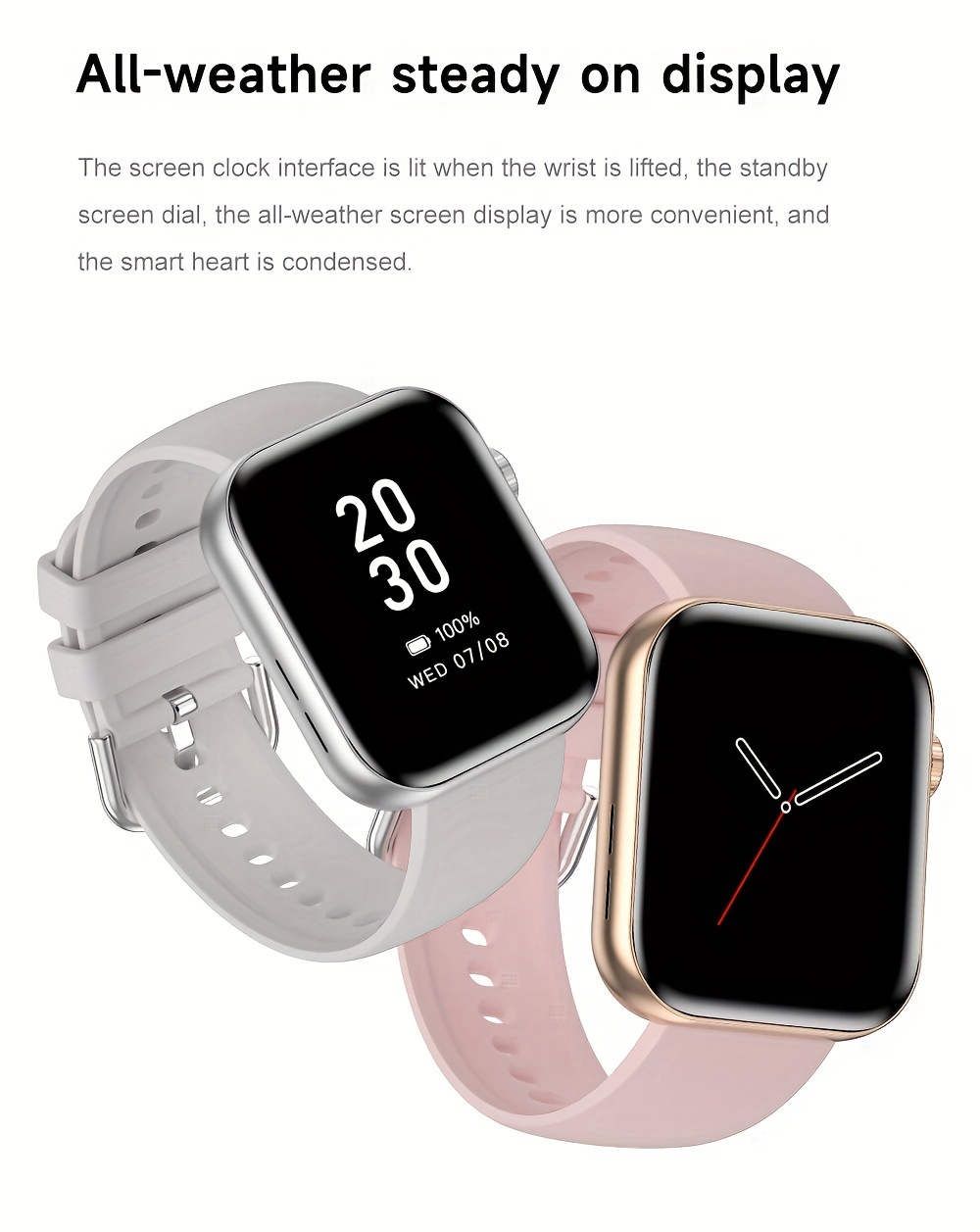 Montre connectée sans fil HD 1,83 pouces 2024, noir pistolet, argent et or rose, cadran personnalisable, tracker GPS SOS Fitness, convient aux hommes et aux femmes_voghion.com