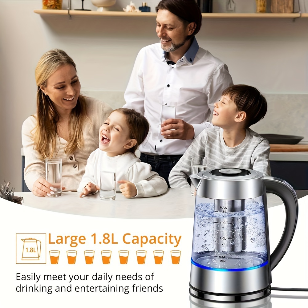 electric kettle 1 8l electric glass kettle 12 temperature controls up to 24 hours insulation tea kettle hot water pot stove stainless steel strainer and inner lid glass kettle for coffee tea and milk powder details 6