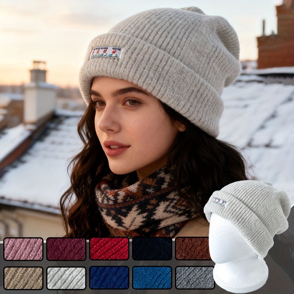 Elpis Slouchy Beanie Winter Hat For Women - Slouch Oversized Cable Knit Hats Warm Chunky Knitted Cap For Cold Weather Black