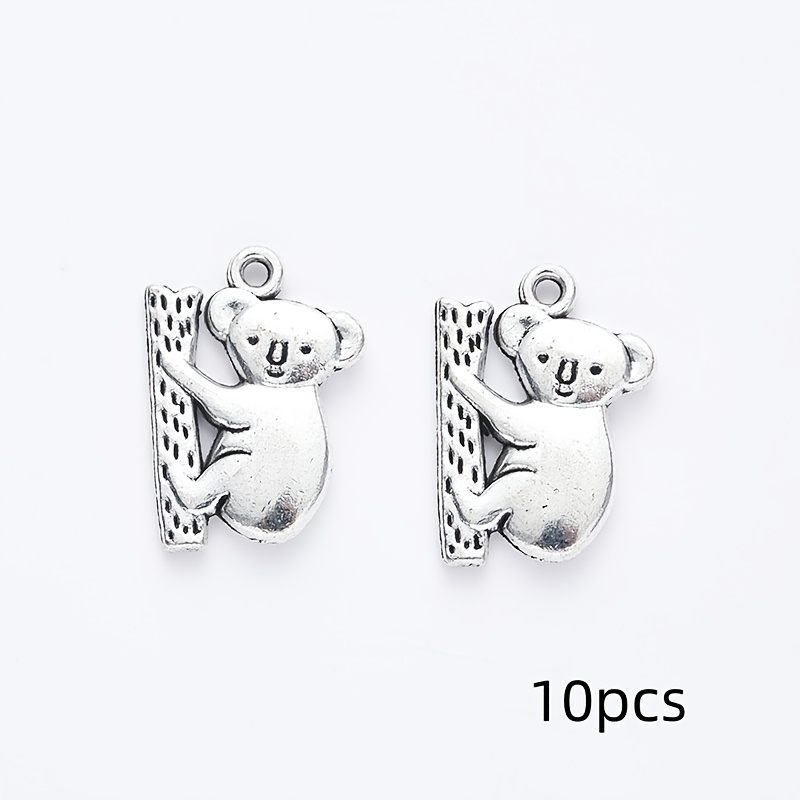 TEMU 10pcs Bear Charms, Silvery Pendant For Handmade Jewelry Making Necklace Earrings Purse Zipper Pull Additions 20x14mm