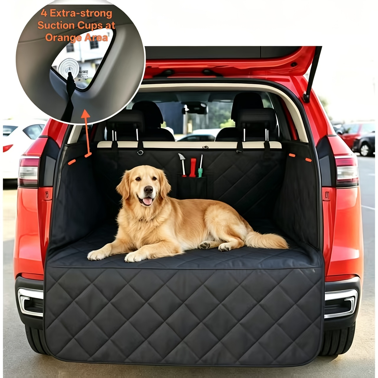 Image of Pet-friendly Car Mats For , Featuring Suction Cups And A Large Trunk Mat With Bumper Cover, Designed To Be Non-slip And Durable