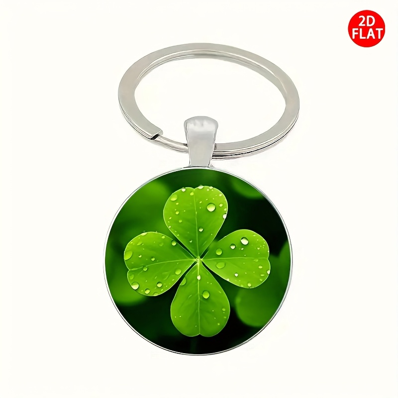 2d Flat Clover Keychain - With Design, Suitable For Men And Women, Fashionable Decoration, Bag And Car Key Decoration, Party, Anniversary, Wedding, Birthday, Christmas, Mother's Day, Perfect Gift For