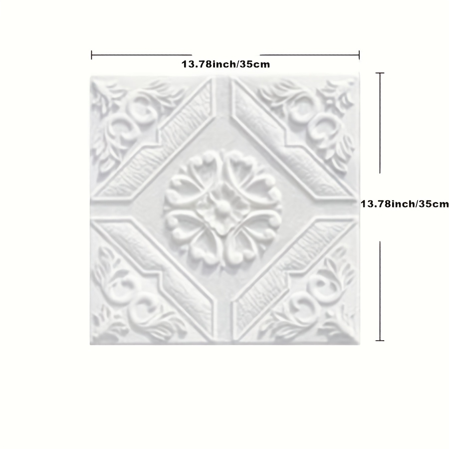 20/50pcs 35x35cm/13.78x13.78 Inches, 3mm Thick, 3d Wall Stickers Ceiling Self-adhesive Waterproof Wall Stickers Bathroom Bedroom Background Wall Anti-collision Decoration