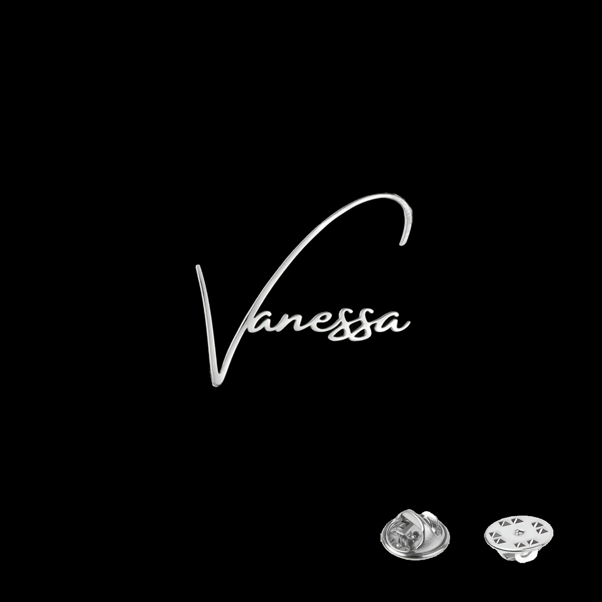 TEMU Personalized Stainless Steel Nameplate Brooch; Ladies Elegant Sexy Custom Signature Brooch; Women's Wedding Banquet Party Clothing Additions;