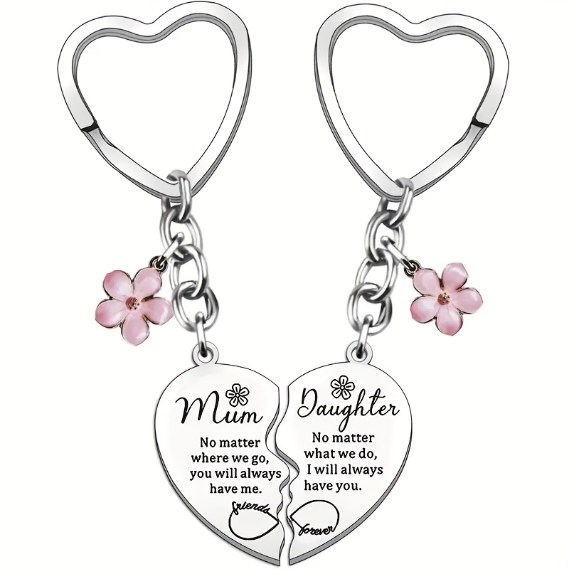 TEMU 2pcs Mother-daughter Heart Keychain: A Gift For Mother's Day, Birthdays, Or Any Special Occasion Christmas Women Keychain