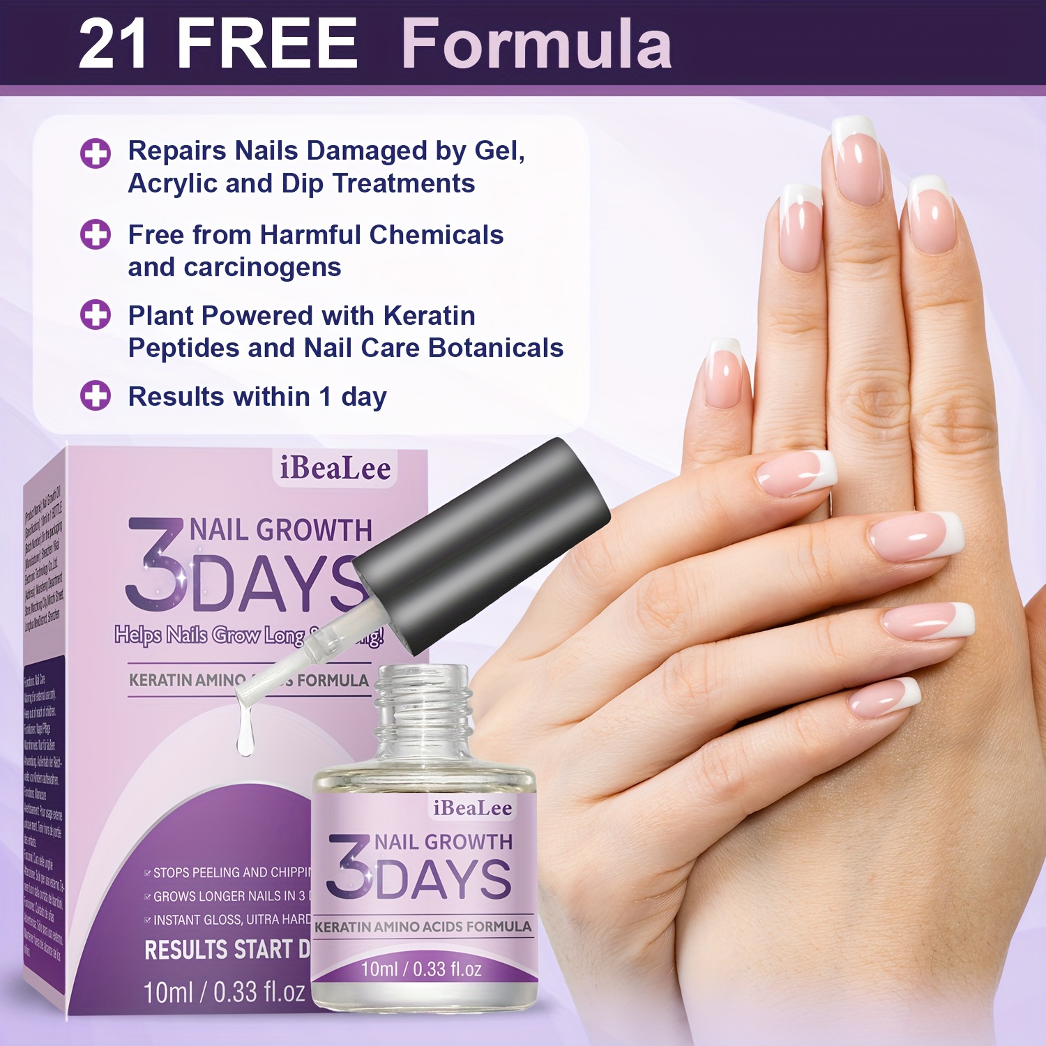 3 Days Keratin Amino Acid Nail Growth Oil, Nail Strengthener And