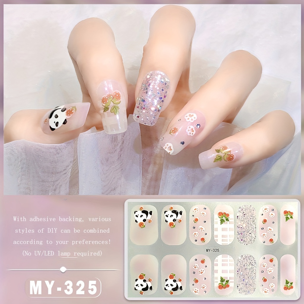 full wrap nail polish stickers spring summer nail strips self   gel nail strips nail art decals for home women girls nail decorations details 7