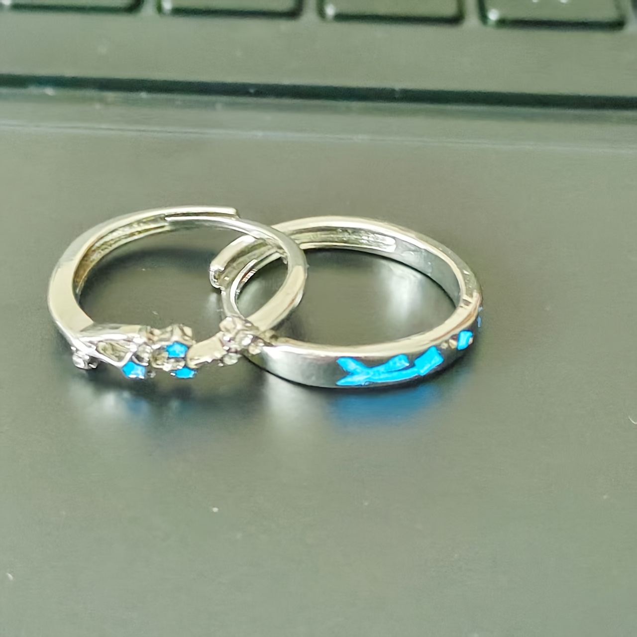 2pcs Couple Rings Starry Night Luminous Pair Ring