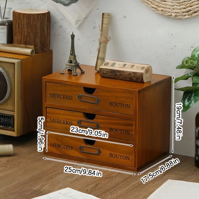 TEMU A Desktop Storage Cabinet Drawer Storage Dispensing Cabinet Office Supplies Organizer Cosmetic Storage Solid Wood Cabinet, Desk & Drawer