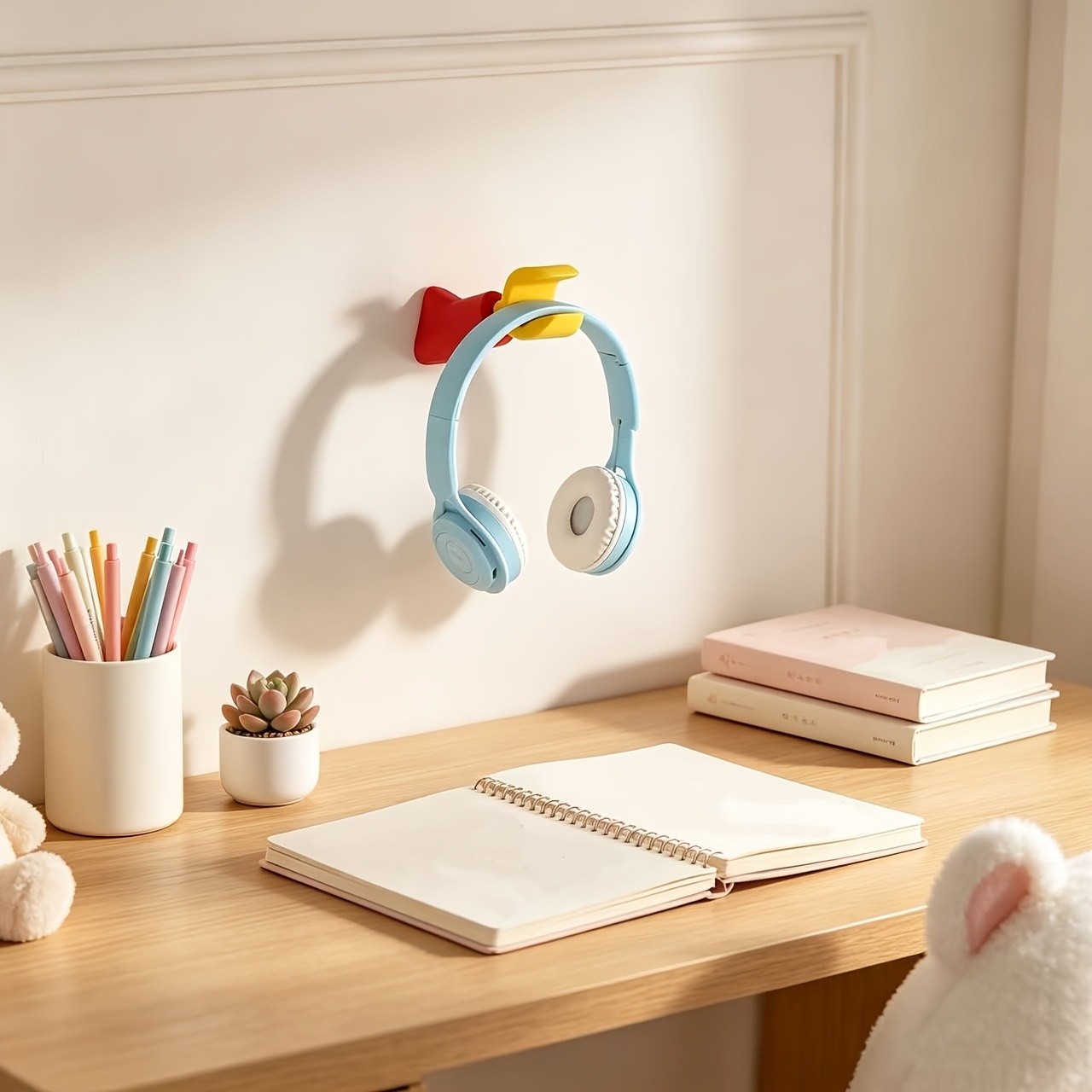 TEMU New Practical Auxiliary Hook, Wall-mounted Screw Fixed, Can Hang Handbags And Bags, Serves As Headphone Stand, Red And - More Aesthetic And