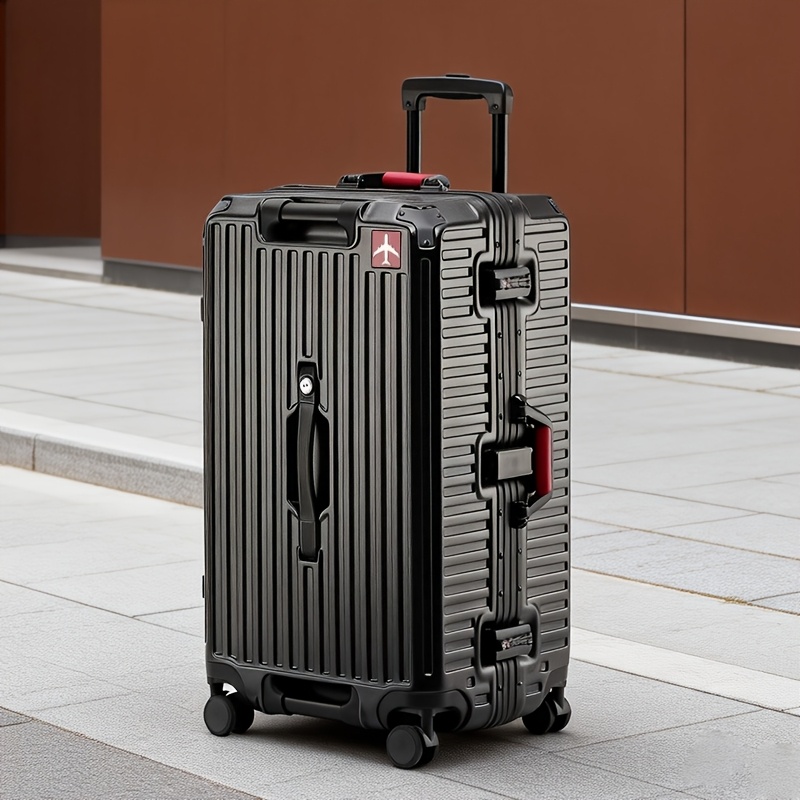 TEMU Luggage, Large Capacity Travel Suitcase, Equipped With Anti-collision Corner Protection, Made Of Durable Abs+pc Material, Aluminum Frame,