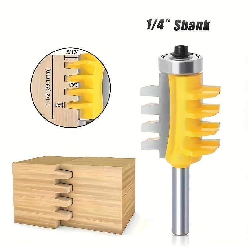 

1/4'' Shank Reversible Finger Joint Router Bit - High-quality Wood Milling Cutter With Bearings For - Ideal For Diy Woodworking Projects, Custom Door, Table, Cabinet, Shelf, And Furniture Pieces