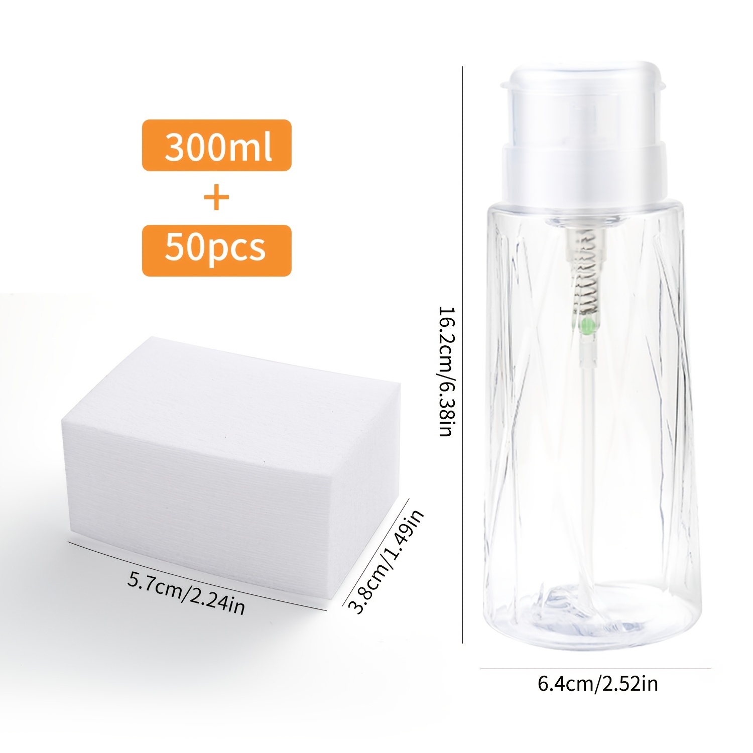 TEMU 1 flacon distributeur de vernis à ongles à pression et lot de 50 tampons à pour vernis à ongles, ensemble de flacons vides de voyage portables à