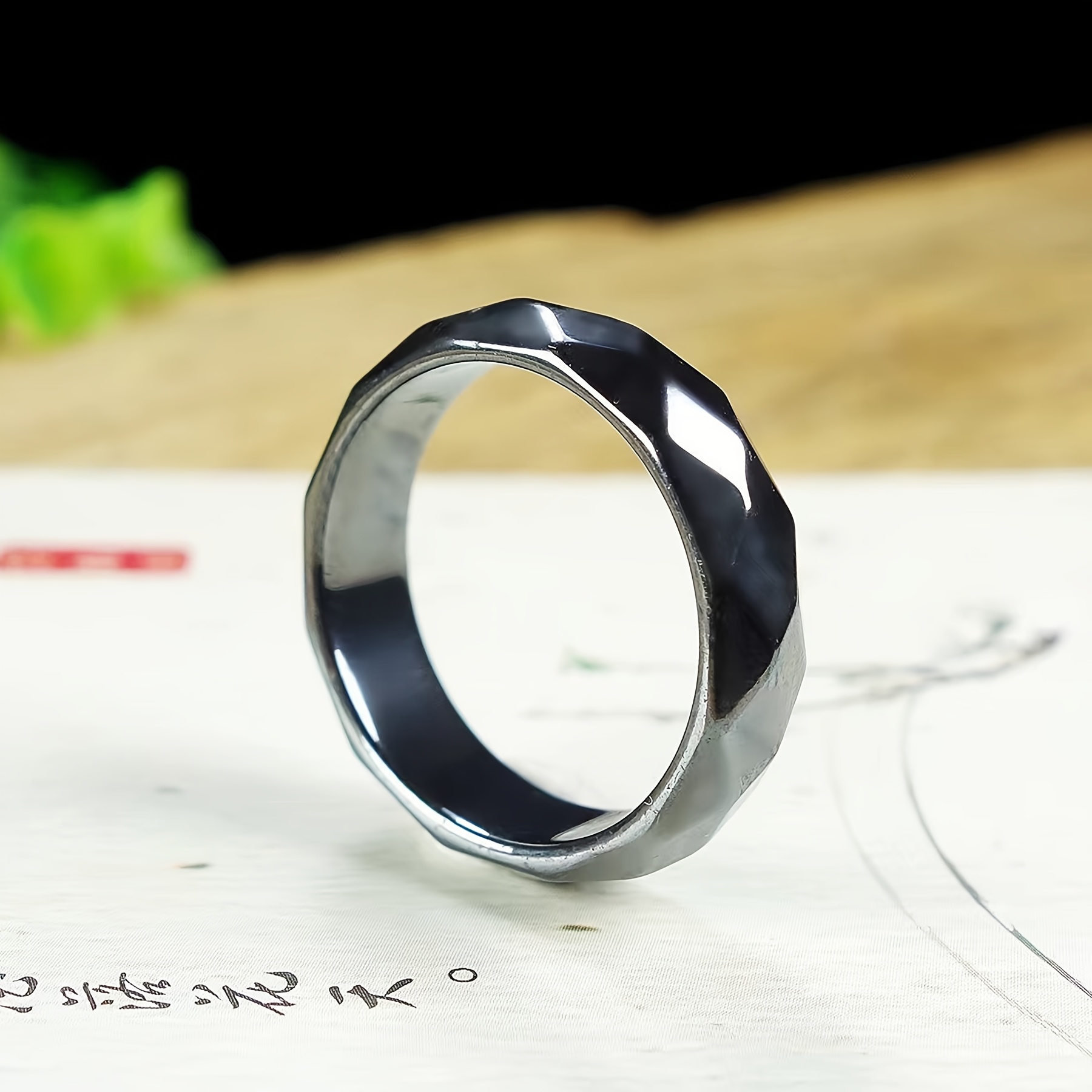 Terahertz Stone Faceted Ring Friendship Matching Promise Rings