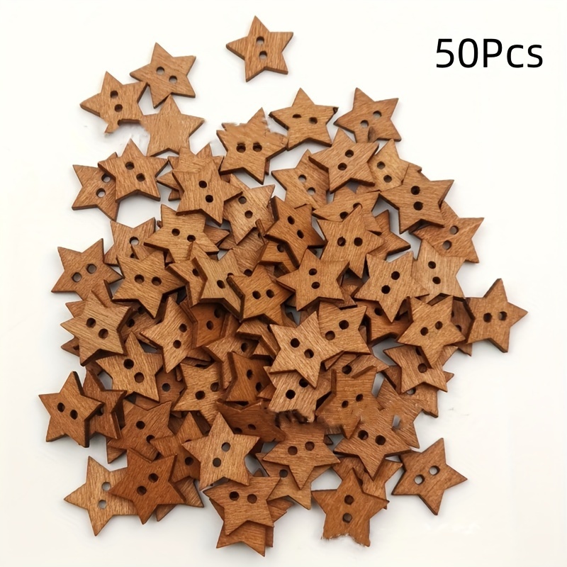 

50pcs 20mm Retro Five-pointed Star Wooden Buttons Diy Wooden Decorative Retro Five-pointed Wooden Buttons