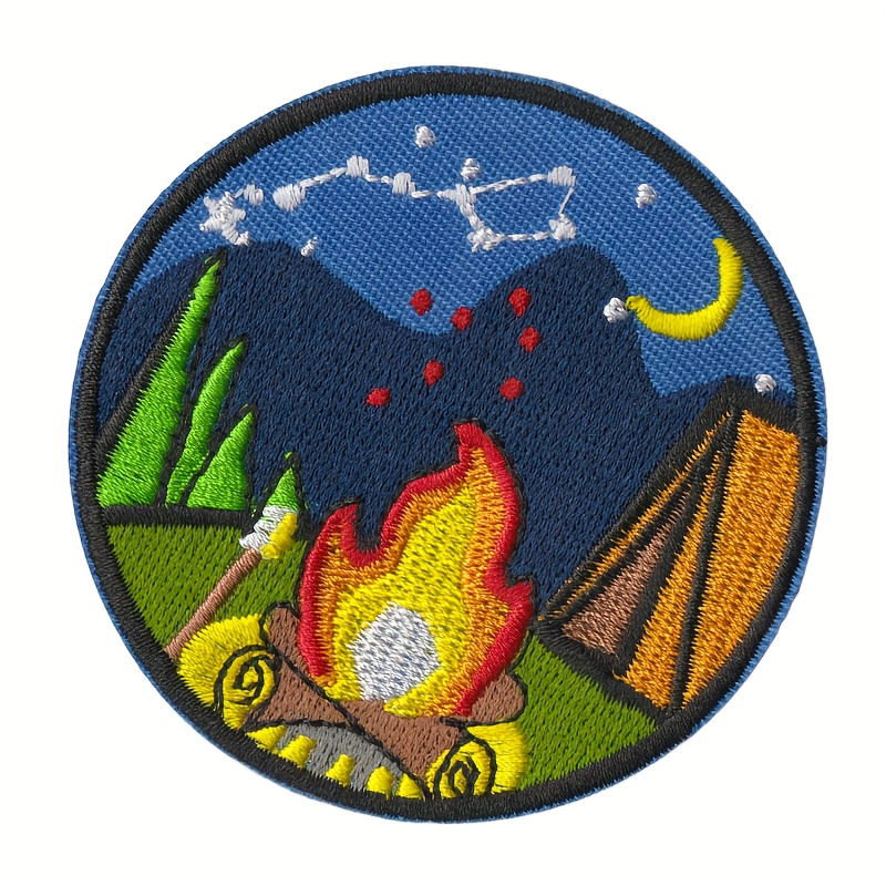 TEMU Sol, luna, estrellas, estrella de , parche bordado circular, , parche, adecuado para ropa, sombreros, bolsas, manualidades en tela y decoración