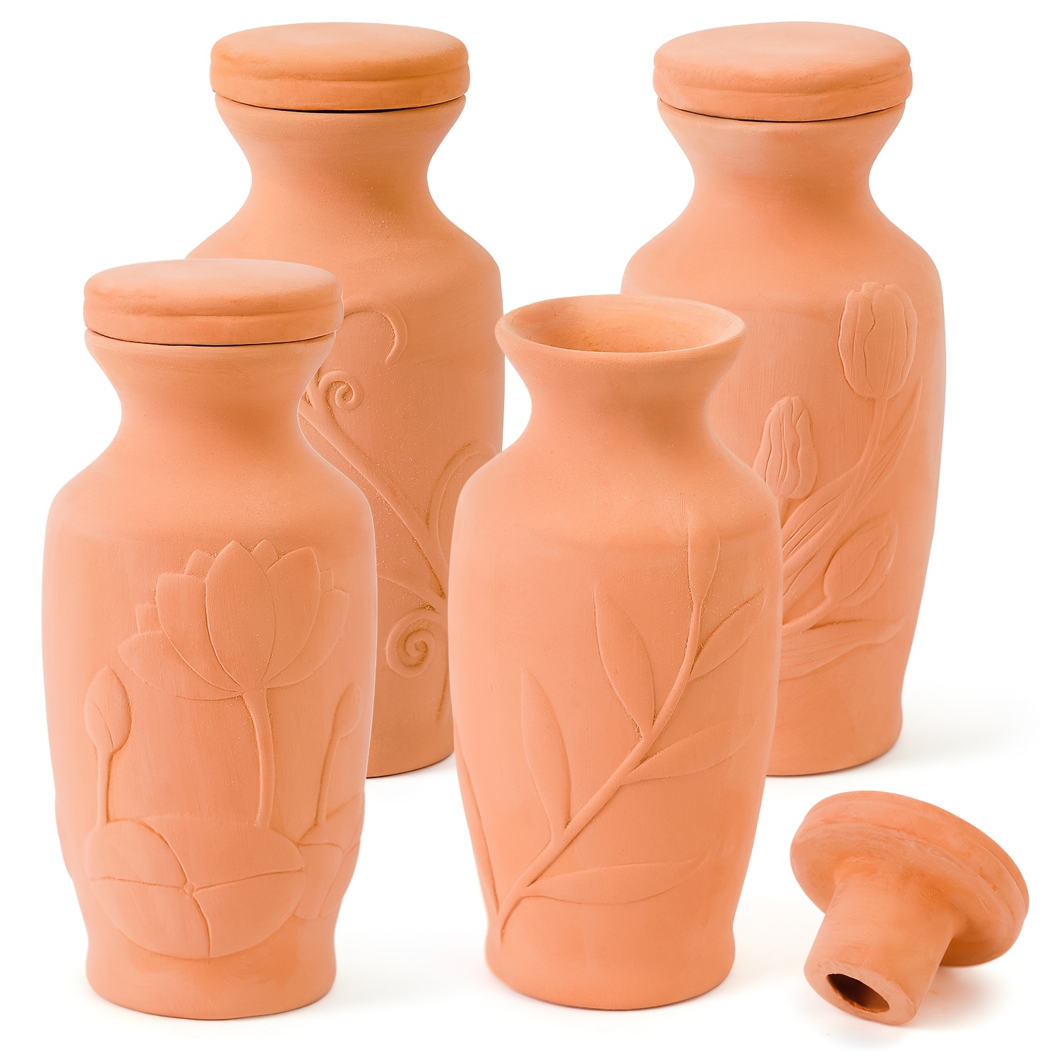 TEMU 4/8pcs 3.1×3.1×6inch Plant Watering Globes Clay Watering Pot Terracotta Watering Pots Terracotta Self Watering Planter Insert Self Watering